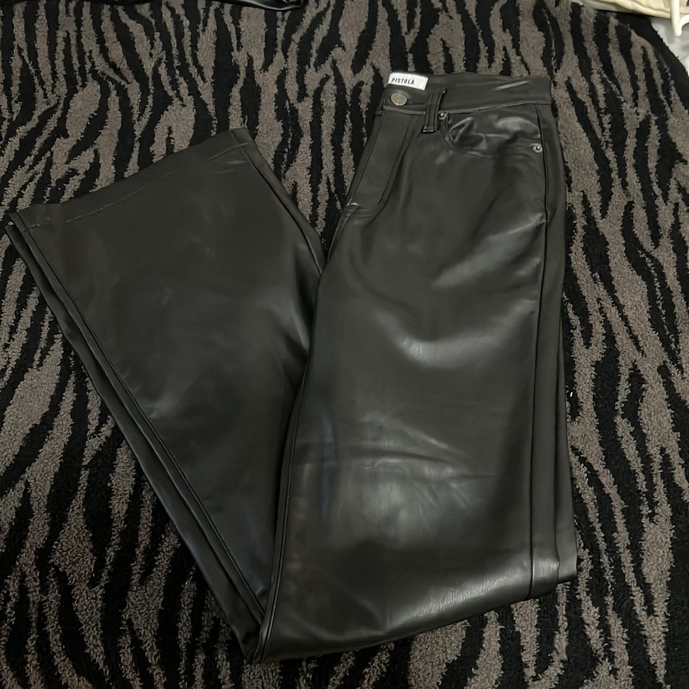 PISTOLA BLACK LEATHER PANTS